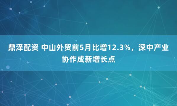 鼎泽配资 中山外贸前5月比增12.3%，深中产业协作成新增长点